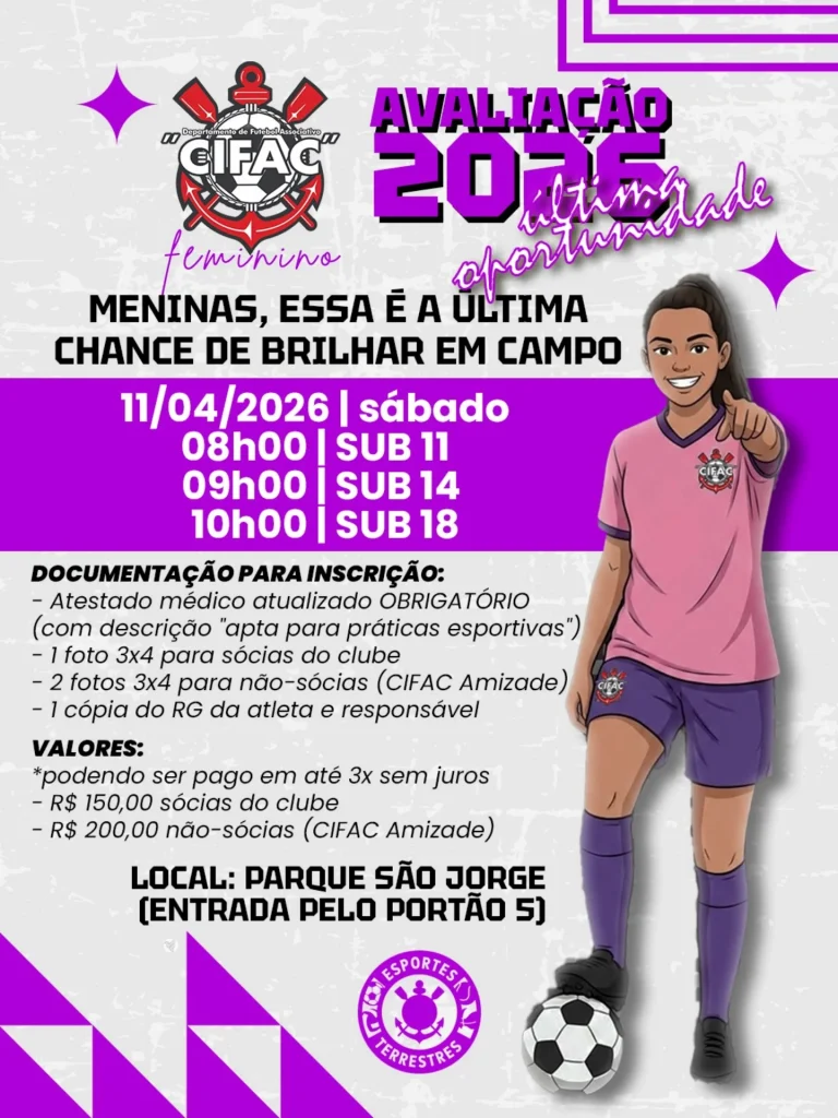 CIFAC Feminino 2026 abre última oportunidade para meninas jogarem no maior campeonato interno de futebol associativo do Brasil